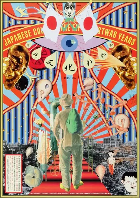 日本「藝術家」橫尾忠則 (Yokoo Tadanori) 創作的多幅作品，其中部分作品內容或部分構圖均展示日本軍旗「旭日旗」。