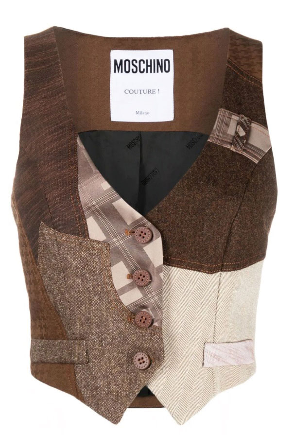 Moschino patchwork waistcoat $6,650/b大地色布料加上Patchwork併貼設計，充滿特色。