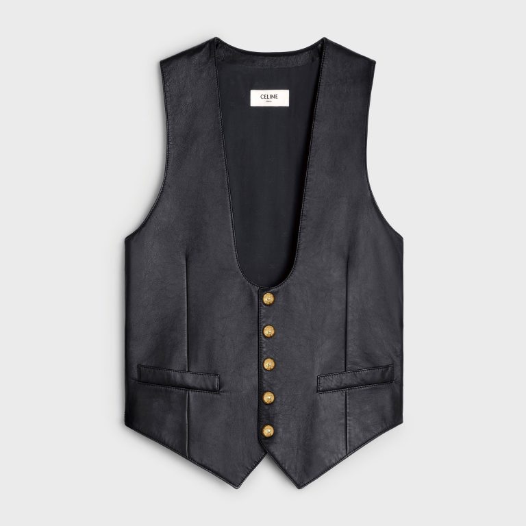 Celine Waistcoat in Soft Lambskin $28,500/g小羊皮革製造，衣領採用低胸剪裁，充滿型格。