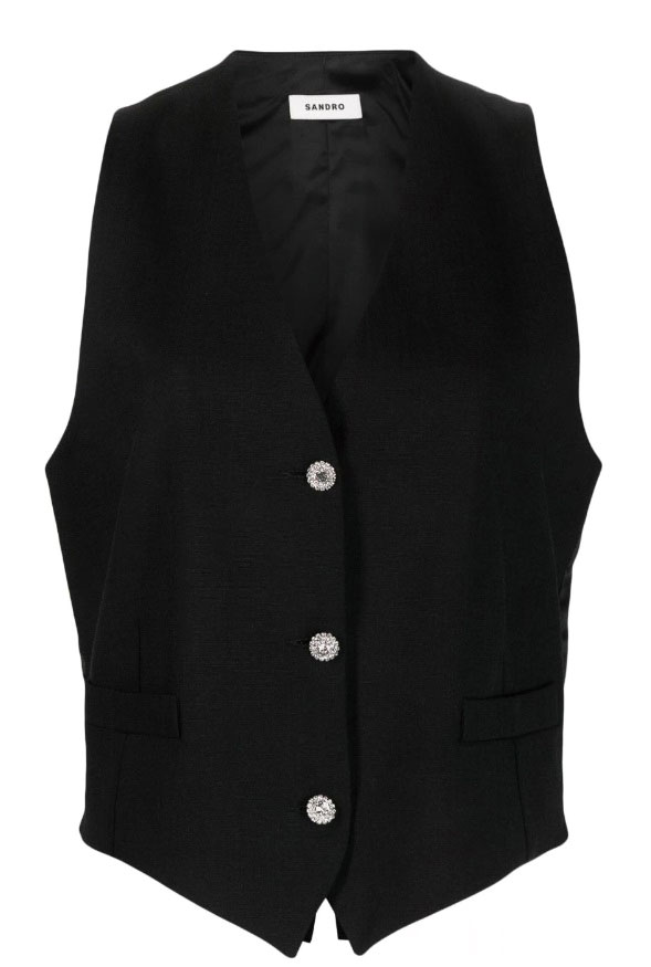 Sandrov eck waistcoat $2,150/b黑色主調搭配銀色鈕扣，展現簡約型格。