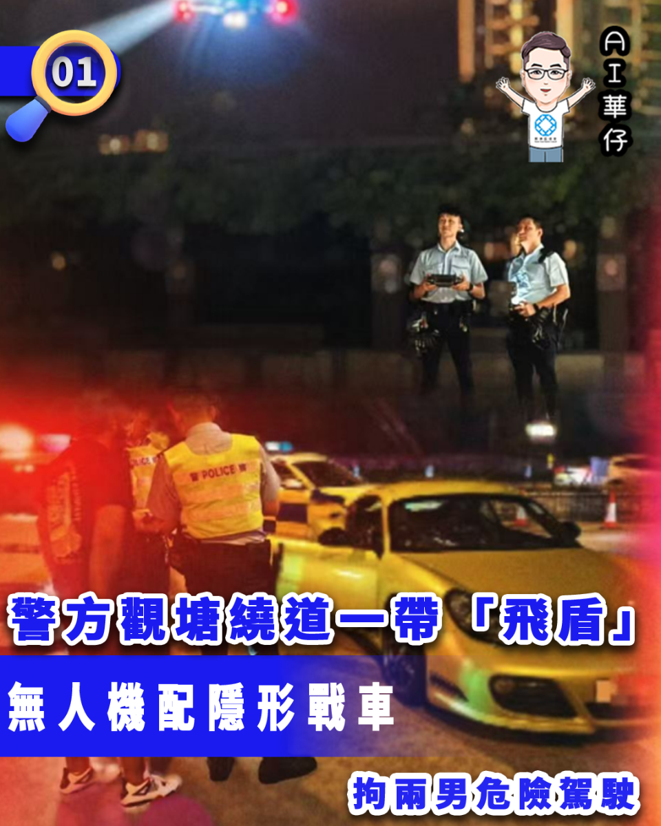 AI華仔 觀塘那些事幫你全追蹤！警觀塘繞道一帶「飛盾」打擊危險駕駛拘2人