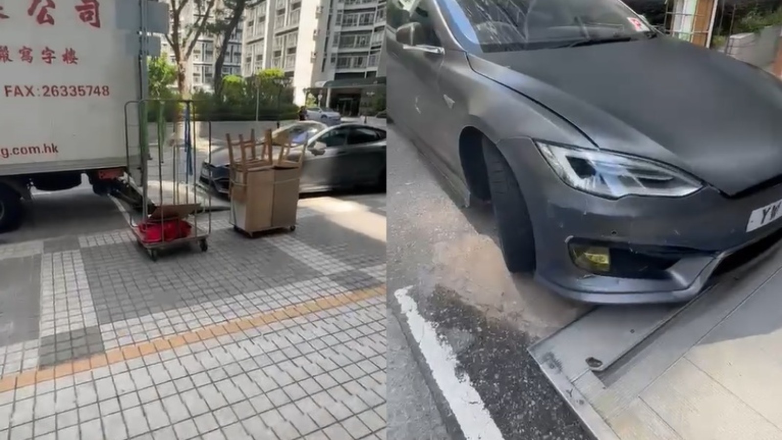 【堅有片】貨車尾板遭P牌私家車「食位」　司機鬧爆：你話死唔死？